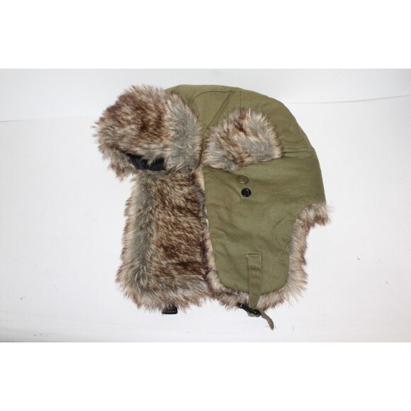 Dakota Dan Faux Fur Trapper Hat Ear Flaps Green Military Color Hunting FIshing - Picture 1 of 6